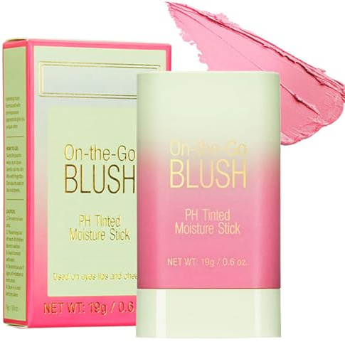 Färgändrande blus-pinne, vattentät och långvarig rouge stick för läppar, kinder och ögon, krämig, silkeslen och fuktgivande blush make up stick (#2 varm röd)