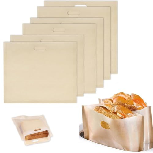 Sacchetti per tostapane antiaderenti, confezione da 20, 16,5 x 16,5 cm, senza BPA e glutine, riutilizzabili, per tostapane alla griglia, formaggio, panini, pizza