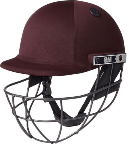 GM | Maestro Cricket Helmet | BSI Approved Batting Fielding Head Protection - Junior Size Ball Only | ABS Polymer Shell & Sleek Lightweight Steel Grille | Maroon | Junior 530-550 mm