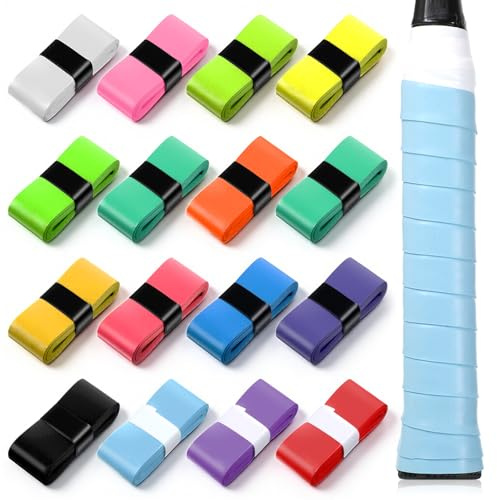 Xelsluthe Tennis Wrap Grip Tape, 16 Pack Tennis Racket Grip Tape, Tennises Overgrip Tapes, Badminton Grips Tapes, PU Anti-Slip Overgrip Precut Handle Wrap for Pickleball, Badminton