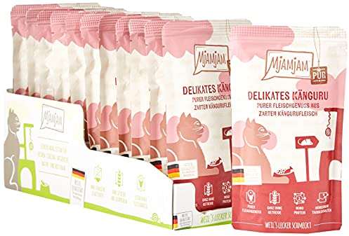MjAMjAM 1111312 - purer Fleischgenuss - zartes Känguru pur 12er Pack (12 x 125 g), Katze