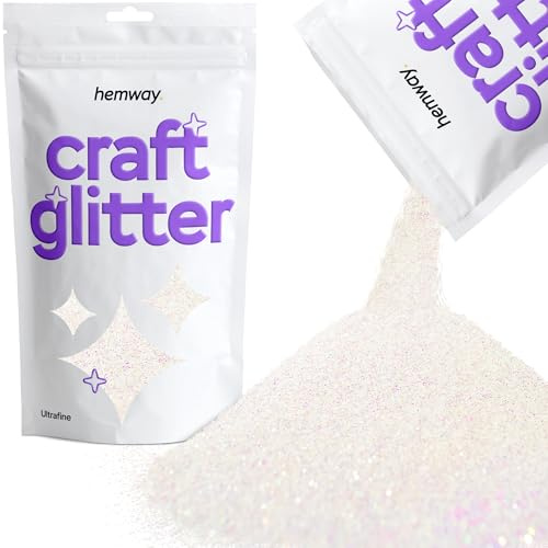 Hemway Craft Glitter Mother of Pearl Iridescent 100g Ultrafine Glitter | for Crafts, Resin, Cosmetic, Nail, Face, Body, Festival, Tumblers, Art, Candle, Crafting