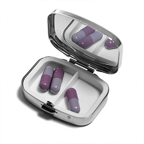 2 tragbare Pillendose aus Metall (Silber)