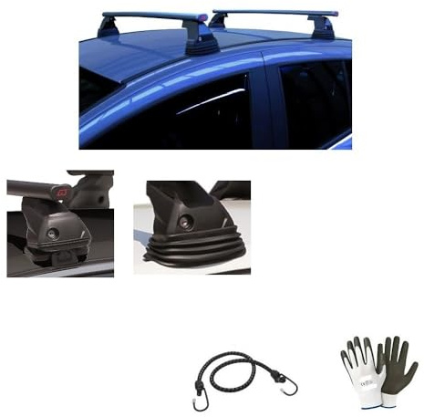 Compatible con Fiat Punto Evo 5p 2015 (68047) Baca Coche, Barras portaequipajes para techo con enganche directo barra 110 cm de acero techo sin realing + kit de montaje