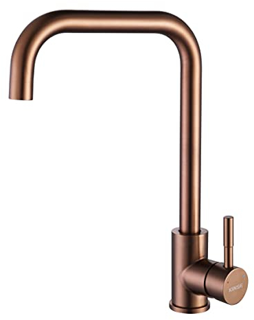 KINSE Rubinetto Lavello Cucina in Acciaio Inox, Miscelatore Monocomando, girevole a 360°, Oro rosa