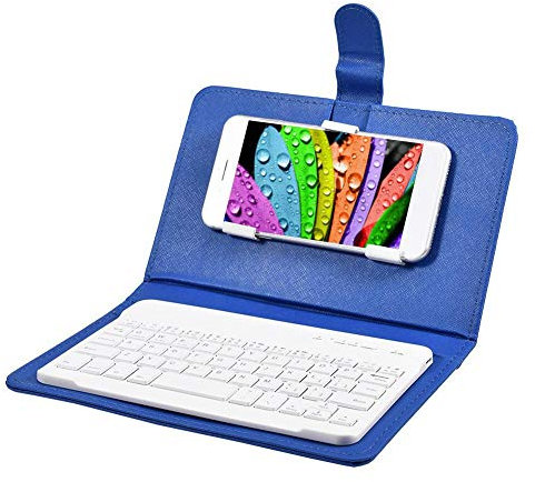 Bluetooth Keyboard, Wireless Keyboard + Bluetooth Keyboard Stand for iOS/Android Phones(blue)