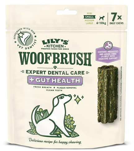Lily's Kitchen Woofbrush Dental Chew with Gut Health — Natürliche Zahnstäbchen für kleine Hunde, 7 Stück (5 Stück)
