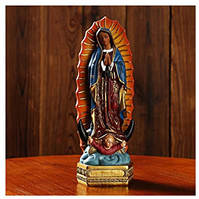 Resin Statue of Our Lady of Guadalupe, 8in Mary Statue Catholic, Our Lady of Guadalupe Figurine for Tabletop Decoration, Religious Gift, Decoration