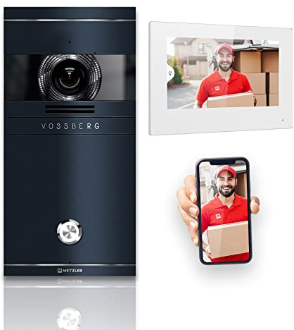 Metzler VDM10 2.0 – Visiophone vidéo HD avec écran pour 1 logement | Interphone vidéo 2 fils avec caméra et gravure laser et application smartphone | Anthracite RAL 7016 – Acier inoxydable V2A