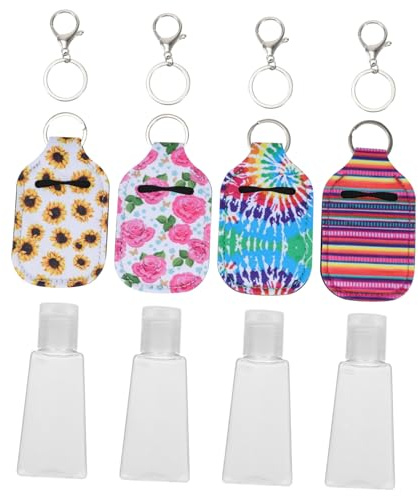 VALICLUD Neoprene Lotion Bottle Covers Set 30ml with Empty Bottles and Lobster Clasps 12pcs Portable for Travel and Outdoor Use