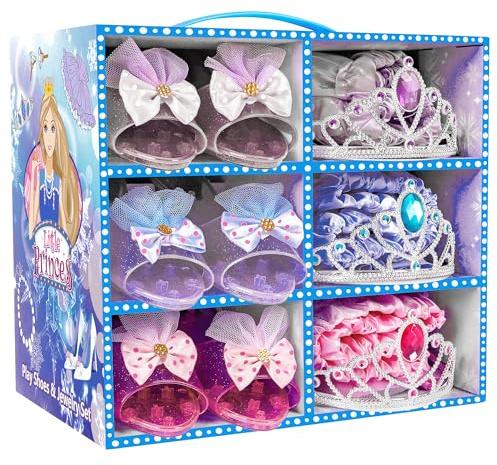 LJZJ Princess Dress Up Toys & Jewelry Boutique, Costumes Set incl Color Skirts, Shoes, Crowns, Accessories, Girls Role Play Gift for 3 4 5 6 Year Old Girl Toddler ​B-Day Party Favors