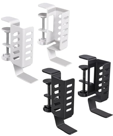 Hipzeepo Soporte para Computadora Portátil Escritorio, Soporte Colgante para Computadora para Oficina, Organizador Almacenamiento con Abrazadera Escritorio Lateral Computadoras Portátiles