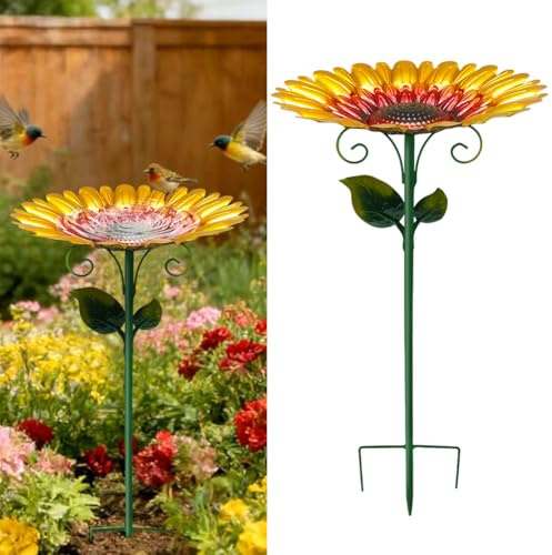 Bain d'oiseaux en Métal pour L'extérieur,Abreuvoir Oiseaux Exterieur,Mangeoire Oiseaux Décoration pour Jardin, Abreuvoirs Détachables,Baignoire Oiseaux Exterieur Jardin Terrasse Cour