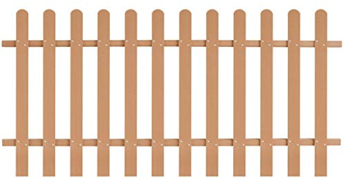 Kaloriko Valla de láminas WPC 200 x 100 cm, compuesto de madera y plástico, 12 listones, 9 cm de distancia, marrón, para jardín, terraza, privacidad y cercado, resistente demarcación y protección