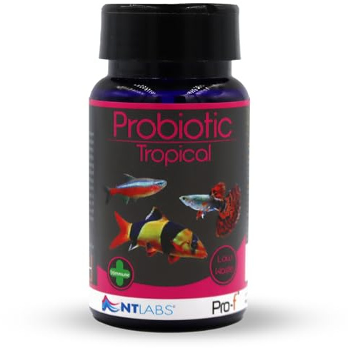 NT Labs Pro-f Probiotic Tropical Fish Food, Premium Granules for Freshwater Aquarium Fish, Slow & Fast Sinking, Spirulina, Low Waste Formula (45g)