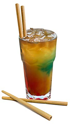 Vin Bouquet FIK 653 - Set di 1 spazzolino e cannucce in bambù. Riutilizzabili. Ideali per cocktail, frullati, succhi di frutta.