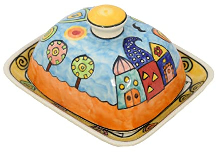 Burriera in ceramica colorata dipinta a mano (Happy3)