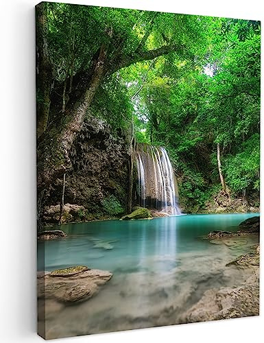 MuchoWow© Quadri Moderni Soggiorno su Tela Quadro 50x70 cm Canvas Foto Dipinti Camera da Letto Decorazioni Pareti Giungla - Cascata - Piante - Acqua - Natura
