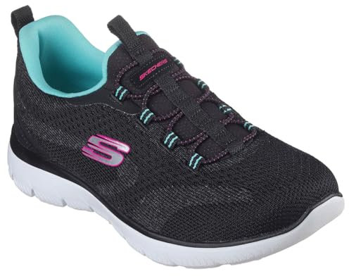 Skechers Women's Summits New Nature, Black Knit/Pink & Aqua Trim, 9 UK