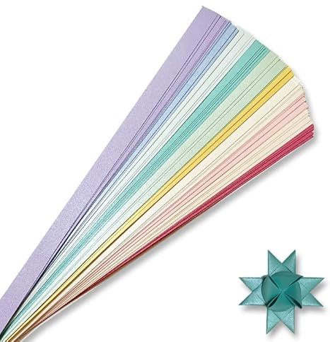 Perlglanz-Papierstreifen für Webprojekte, Papierstreifen für Fröbelsterne, Deutsche Sterne und Fröbelsterne, 100 Streifen pro Packung (2,5 x 63,5 cm)