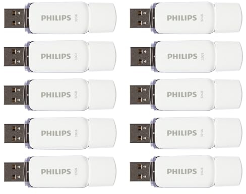 Philips Snow Edition 2.0 USB-Flash-Laufwerk USB-Stick 10x 32GB für PC, Laptop, Computer Data Storage, Lesegeschwindigkeit bis zu 23 MB/s