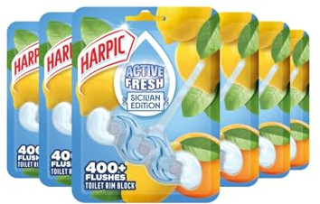 Harpic Active Fresh Toilet Rim Block, Sicilian Edition, Pack of 6,Toilet Cleaner, Anti-Limescale, Dirt Remover