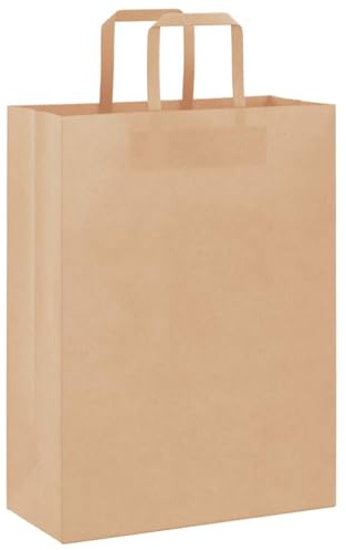vidaXL Papperspåsar 250 st med handtag brun 26x12x35 cm, papperspåse, papperspåse med handtag, papperskasse, påse, papper presentpåse