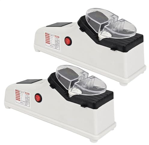 Elektrischer Messerschärfer – 2 Stück Pro Doppelseitiger Messerschärfer mit 10 Schärfscheiben und Schutzabdeckung, 5s Schneller auto Messerschärfer zum Schärfen und Polieren der Meisten Küchenmesser