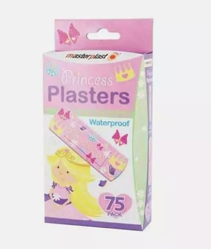 Princess Plasters - 75 Pack | Waterproof Kids Plasters with Cute Princess Designs | Fun First Aid for Girls | Assorted Sizes for Cuts & Scrapes