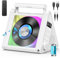 Greadio CD Player Tragbar, 4000mAh Wiederaufladbarer FM Radio mit CD Player und Bluetooth 5.3, USB, AUX, Fernbedienung, 2*10W-HiFi-Sound-Lautsprecher, RGB-Farbige Lichter MP3 CD Player Kinder (Weiß)
