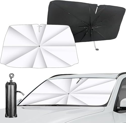 Pare Soleil Voiture Pare Brise Avant, Pliable Parapluie Revêtement en Titane Anti-UV Et Anti-Chaleur pour SUV, Camionnettes, Mpv Et Voitures, Facile À Utiliser Et À Ranger