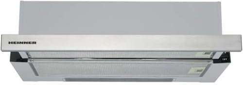 HEINNER HTCH-440FS Hotte aspirante à écran plat de 60 cm, hotte encastrable télescopique 325 m³/h, Recyclage Evacuation Acier Inoxydable
