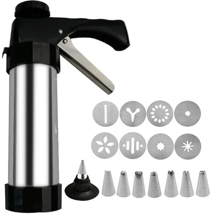 Churro Maker - Máquina robusta para hacer galletas, kit de churros huecos, con 8 vertidores de laminación, jeringa de , prensas de repostería de acero inoxidable