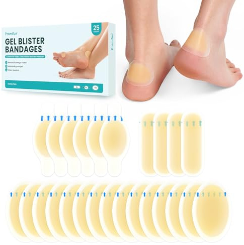 Cerotti per vesciche ai piedi Bendaggi idrocolloidali - Promifun 25ct Cuscinetti in gel resistenti all'acqua per la prevenzione e il recupero, confezione assortita