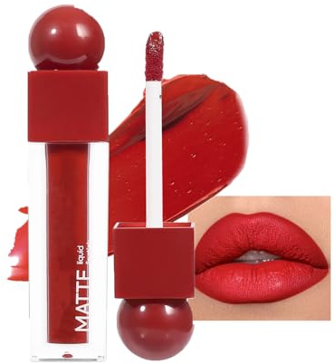 Matte Liquid Lipstick for Women, Red High Impact Lipcolor, Smudge Proof Long Lasting Lip Stain, Velvet Smooth Texture Matte Lip Gloss, Classic Red Lipstick Lip Tinted