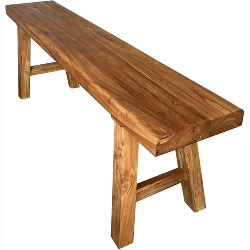 GJGSW Panca Cucina Country, Panca da Pranzo in Legno Massello per Isola, Panchetta Rustica con Schienale(50x26x45cm)