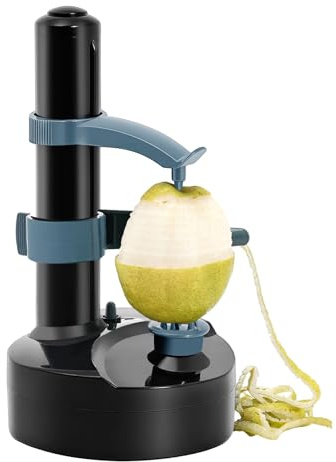 Éplucheur de pommes de terre électrique et éplucheur de fruits, automatique, mains libres, pour pommes, poires, carottes (5-10 cm), avec couteau en acier inoxydable et support réglable, ustensile de