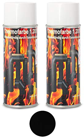 Ofenlack Set 1200°C Ofenspray Ofenfarbe Thermolack 2x Schwarz matt 400ml (ad-ideen)