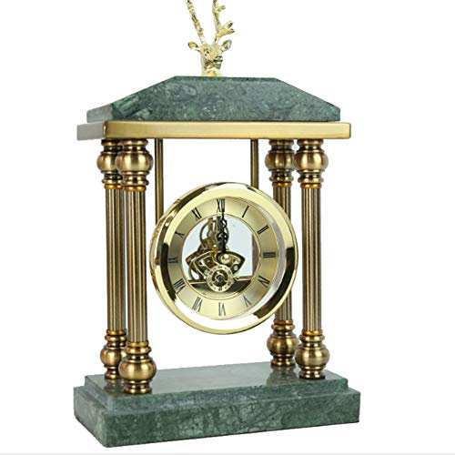 WZCXYX Orologio da Camino, Marmo in Metallo, Orologio con Decorazione A Batteria Silenziosa in Stile Europeo, Numeri Arabi di Design da Tavolo Antico, Alimentato A Batteria