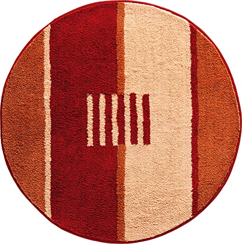 REDBEST Badematte, Badteppich, Badvorleger Houston - rutschhemmend, Flauschiger Flor, pflegeleicht, für Fußbodenheizung geeignet - Terra Größe rund 90 cm Ø