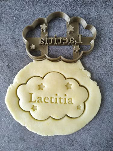 Cortador de galletas de nubes y estrellas - Personalizable con el nombre
