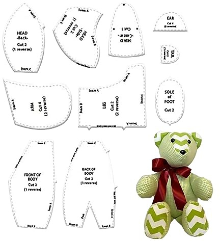 Holdes 10 Plantillas de Oso de Memoria para Costura, Juego de Reglas de Oso de Memoria, Plantilla de Tela de Corte de, patrón de Costura de Oso de Memoria, Juego de Reglas de Plantillas acrílicas