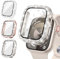 Neitra [3Stück] Glitzer Diamanten Hülle für Apple Watch Series 6 5 4 SE 40mm, Hart PC Bumper Case mit HD Gehärtetes Displayschutz Folie, Bling Schutzhülle Cover Smartwatch Zubehör für Frauen Mädchen