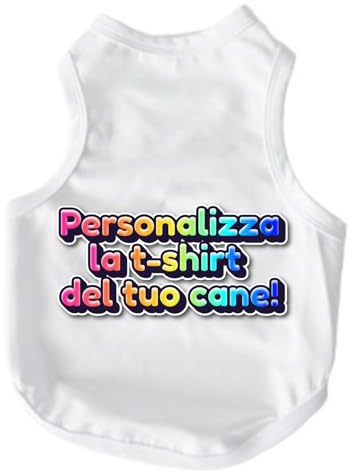 D&Vlab Maglia Maglietta t shirt per Cani taglia piccola e grande Personalizzata con Nome Numero Scritta Abbigliamento Divertente per cane Chihuahua Personalizzabile base bianca Vestitino per animali