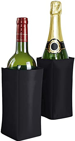 2Pcs Refroidisseur de Bouteille Vin Rapide Manchon de Refroidisseur de Vin Manchette Refroidisseur Bouteille en Tissu Imperméable Avec Gel Réfrigérant pour Refroidir Champagne Bière Boissons