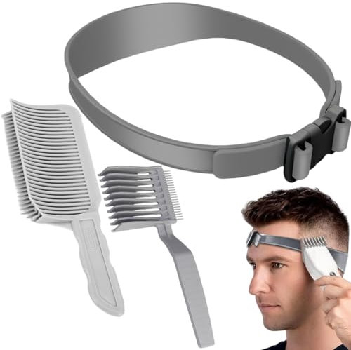 BOPRKTM 3 Stück Haarschneide Hilfe Haarschneidekamm Set für Männer Haare Schneiden Übergang Verstellbare Haarschneide Schablone Gebogenes Silikon Haarschnittband Geeignet für Haare Selber Schneiden