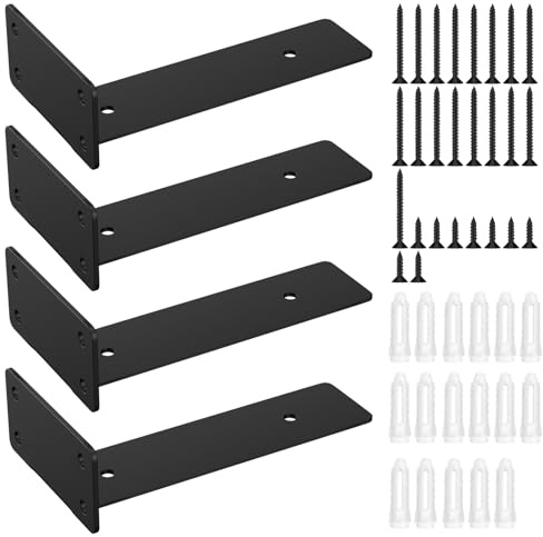 Chiluxendo 4 Piezas Escuadras para Estanterias, Soporte Estanteria Baldas Pared, Soportes para Estantes Invisible, Soportes para Estanterías Flotante, Soporte de Estante en L de Alta Resistencia