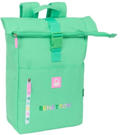 safta BENETTON MINT Rucksack mit Klappe für Laptops von 39,6 cm (15,6 Zoll), ideal für verschiedene Altersgruppen, bequem und vielseitig, Qualität und Widerstandsfähigkeit, 28 x 13 x 42 cm, Mintgrün,