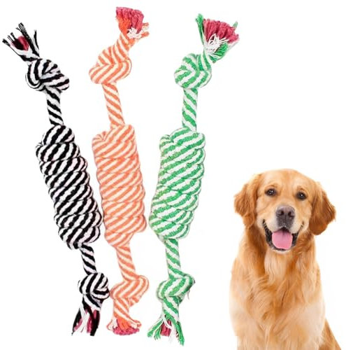 3 Stück Hundespielzeug Seil, Interaktive Tauziehen hundeseile, Candy Shape hundeseile, Universal Zahnen für kleine und große Hunde hundeseile.
