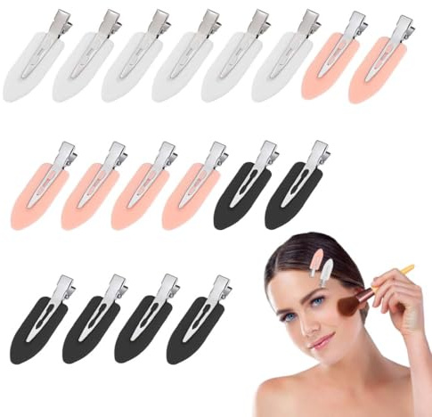 MKEAWWU 18 Piezas Pinzas Para El Pelo Sin Doblar Clips,Pinzas Pelo Mujer, Sin Dobleces, Sin Marcas, Sin Arrugas, Herramienta De Clips De Peinado(Negro, Blanco, Rosa)